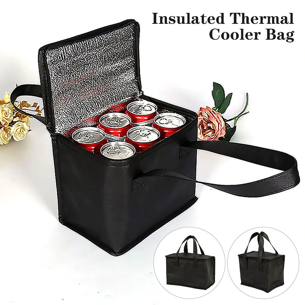 【GOGOMART】Tas Pendingin Makanan Minuman Botol Susu / Portable Cooler Bag Box Thermal - BLACK Big Size