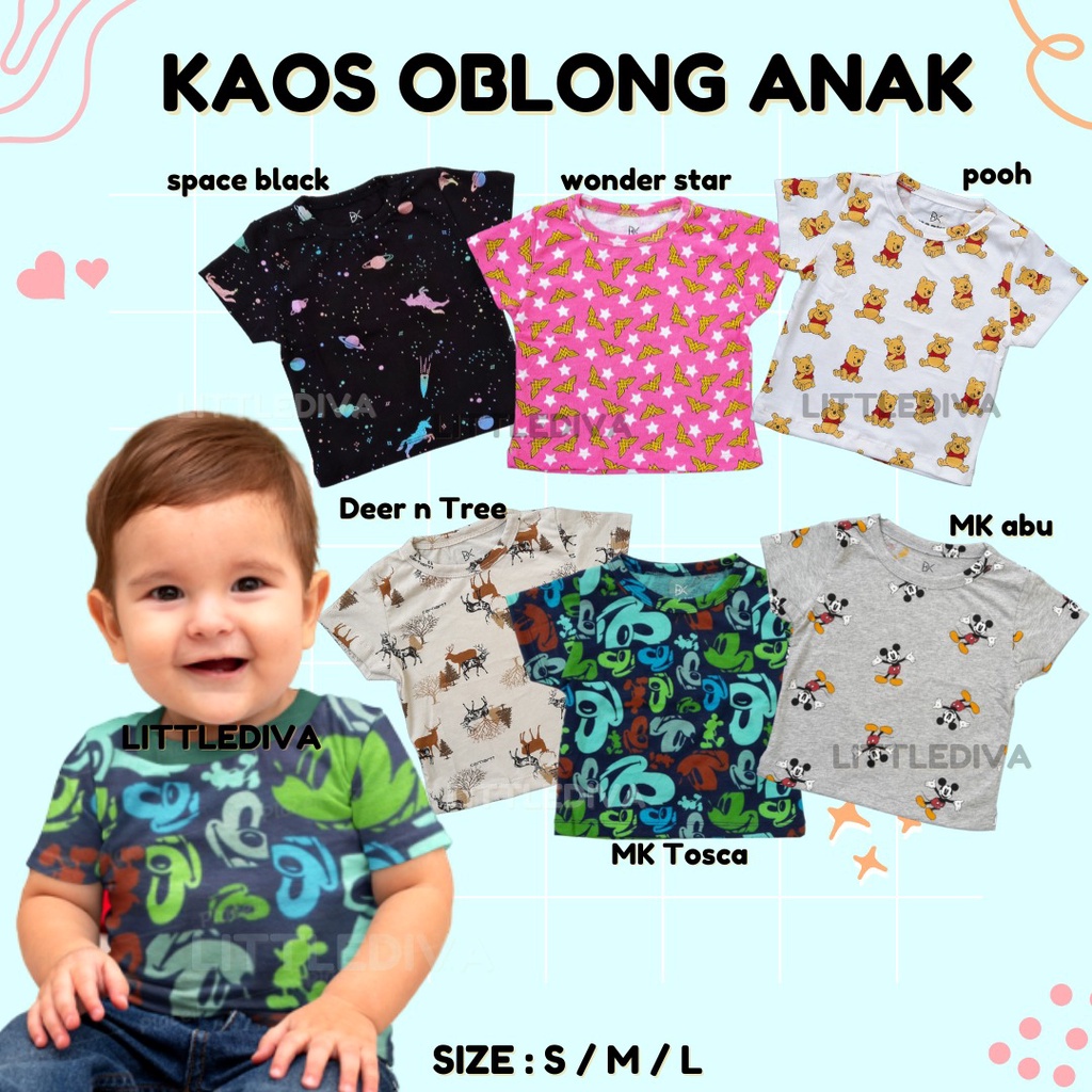 Butterflies Kaos Oblong Anak Motif size S M L 1 3 5 tahun Boy girl