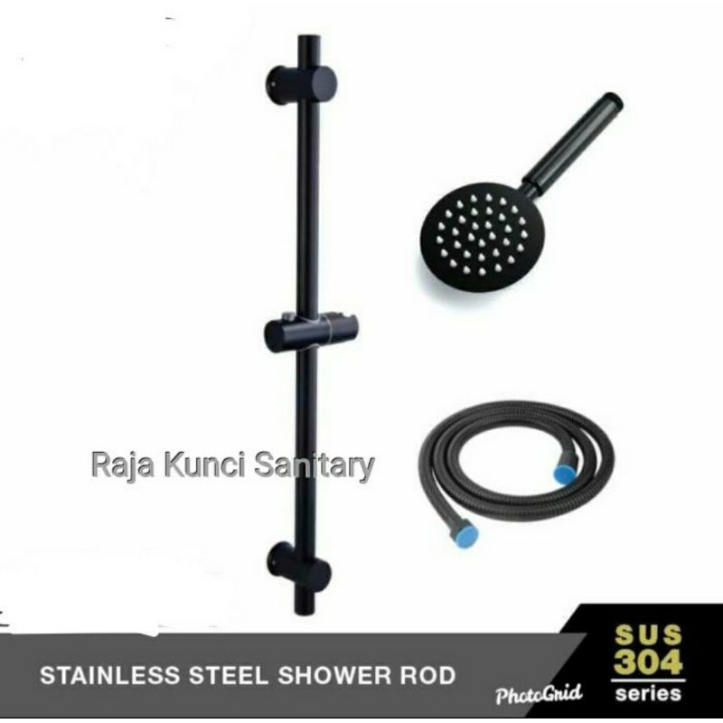 Shower Tiang Stainless SUS 304 Hitam/Black/Shower Hitam/Shower Black/Paket Lengkap