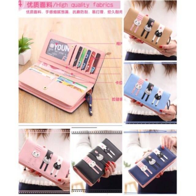 LS 093 - Wallet / Dompet Wanita Lipat Panjang fashion korea Triple Cat