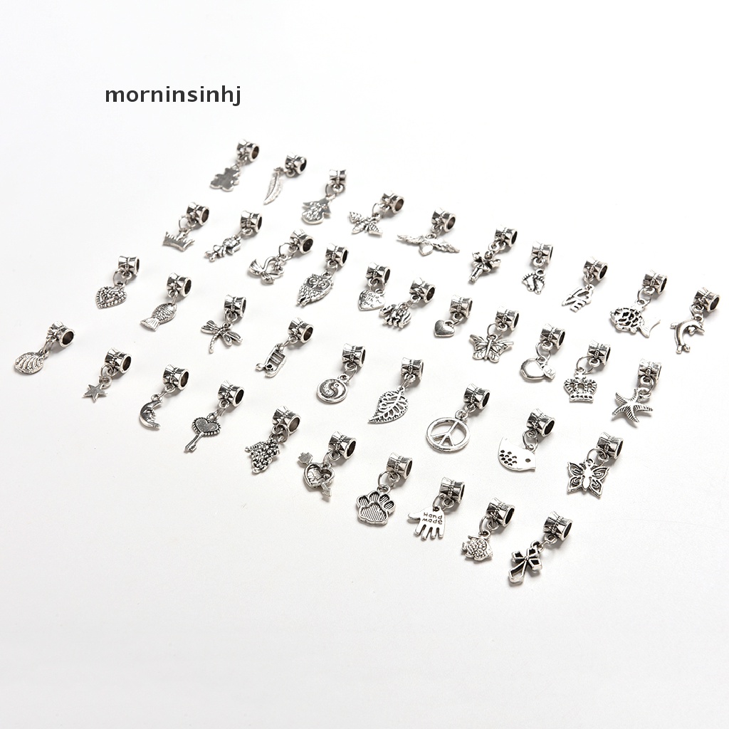 Mornin 40pcs Manik-Manik Tibet Warna Silver Gaya Eropa