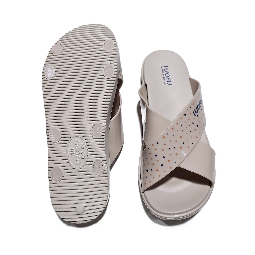 jelly sandal wanita luofu sendal karet cewek selop import E7189A1-E23SBW