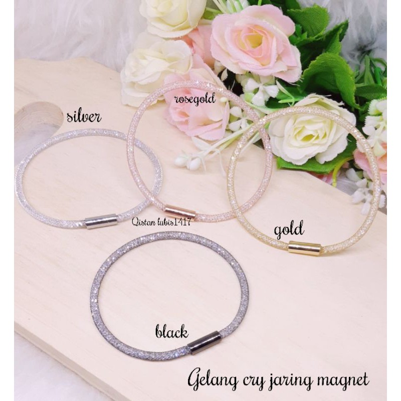 Gelang gliter magnet crystal