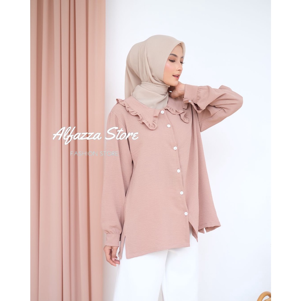 ALFAZZA STORE - VARZHA SHIRT CRINKLE - BLOUSE - PAKAIAN WANITA TERBARU - JUMBO - PREMIUM - BAHAN CRINCLE - TERMURAH