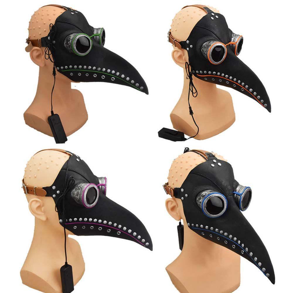 Needway Plague Doctor Mask Carnival Led Flash Masker Halloween Masker Twinkle Masker Lampu Led Hiasan Kepala Masker Anime Masker Glowing Masker Led Light up