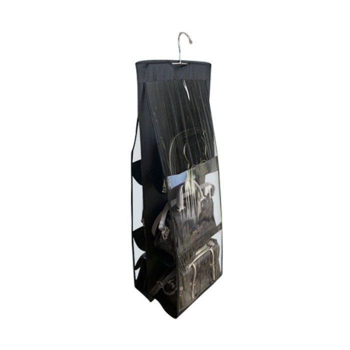 rak tas gantung Lemari tas rak baju portable tempat tas gantung rak - Hitam - (TPD)