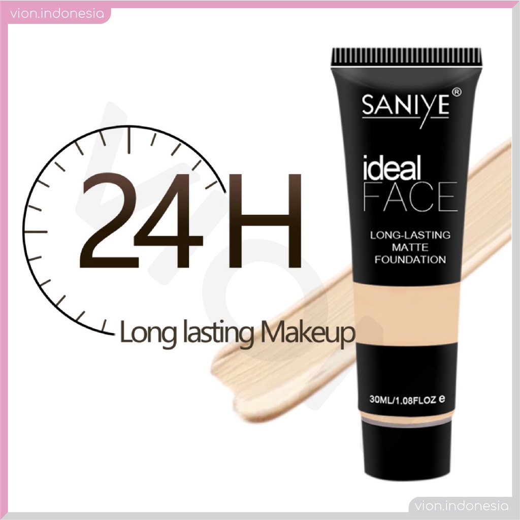 SANIYE Foundation Cair Matte Poreless Liquid Foundation Pelembab 3 Warna Full Coverage Minipink SA008