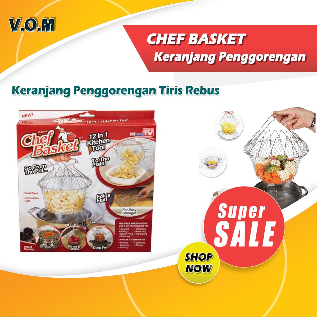 VOM CHEF BASKET Keranjang Penggorengan Tiris Rebus Dll 0616