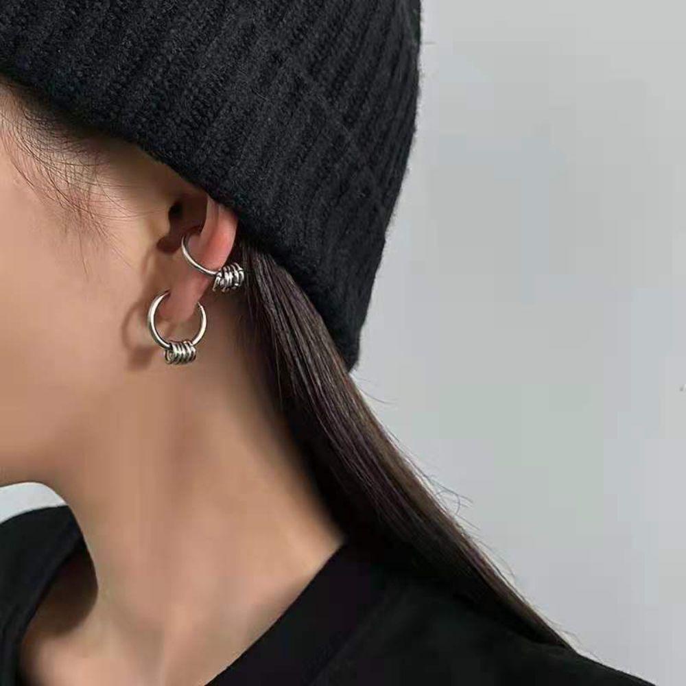 Mxbeauty Gesper Telinga Trendi Hip Pop Stainless Steel Fashion Perhiasan Tindik Pria Wanita Anting