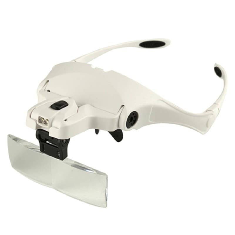 Helm Kacamata Pembesar Reparasi Jam 5x Magnifier 2 LED 9892B2 - White