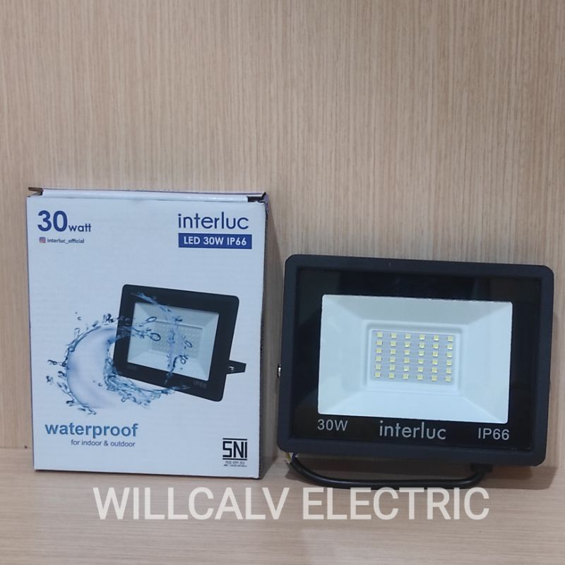 INTERLUC LAMPU SOROT 30W 30W IP66 / LAMPU SOROT LED 30W 30 WATT INTERLUC IP66 CAHAYA PUTIH