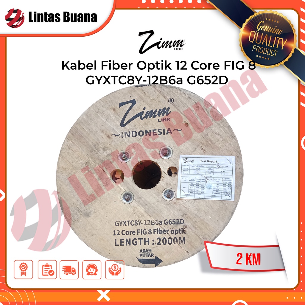 Kabel FIG 8 GYXTC 8Y Fiber Optik 12 Core FIG 8 2KM Jacket Zimmlink 2000 Meter