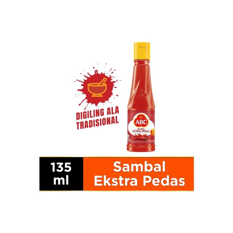 ABC Sambal Extra Pedas 135ml//Sambal Extra Pedas Botol//Sambal Extra Pedas