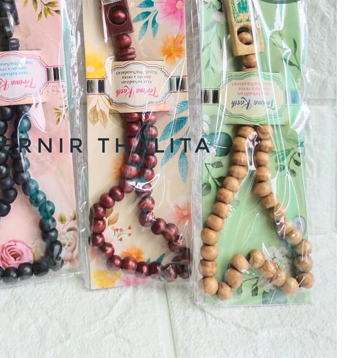 Ω 50PCS Souvenir Tasbih Kayu Plat 33 Butir Kemasan Alas kertas Kado Motif Hadiah Pernikahan ★