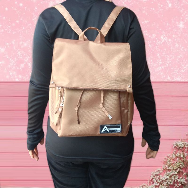 Distro Tas Ransel Wanita Imbort Kantor Kerja Sekolah Kuliah Outdoor Trendy Korea - TAS RANSEL KANVAS