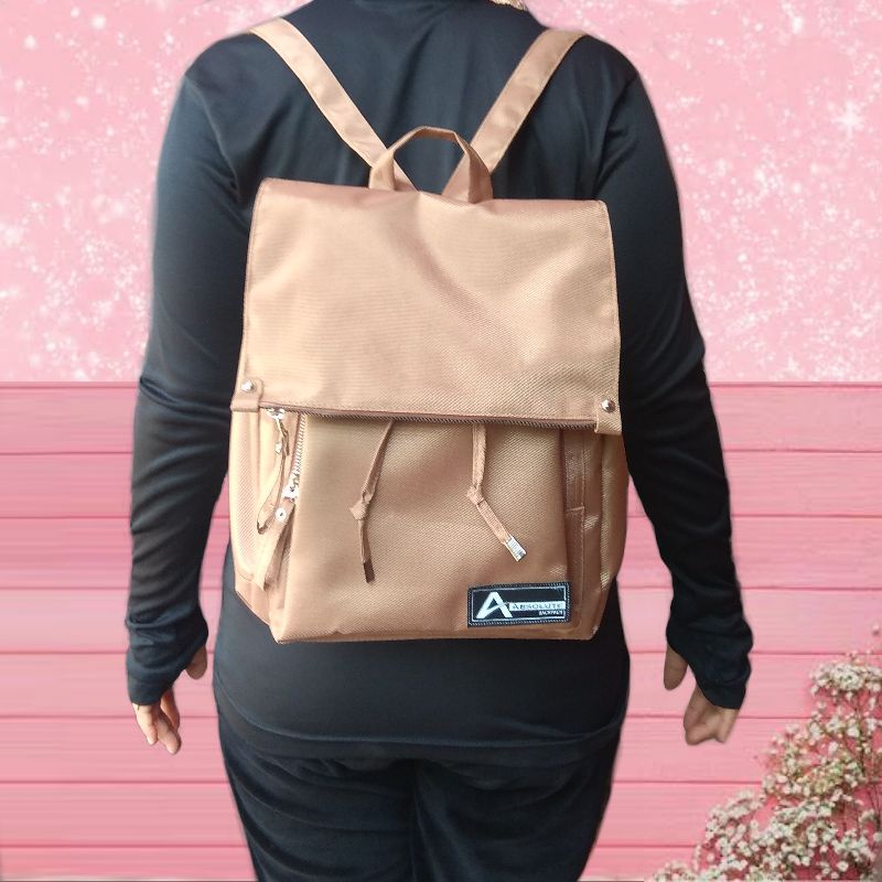 DISTRO  Klub New Arrival - Tas Ransel Canvas IAC Backpack Up to 10 inch - Tas Sekolah Tas Wanita Daypack