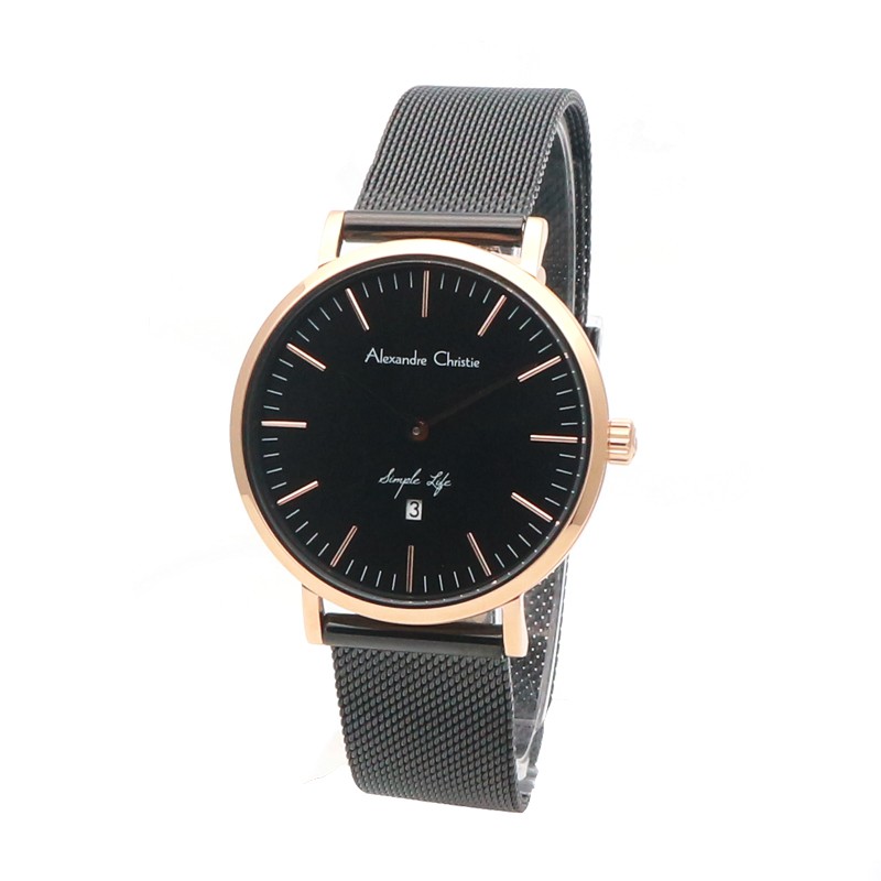 ALEXANDRE CHRISTIE AC 8566 BLACK ROSEGOLD LADY LDBBRBA