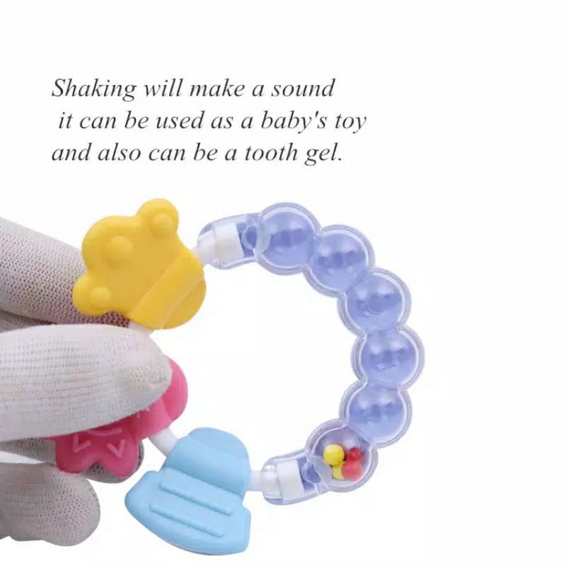 Mainan Gigitan Anak Bayi Teether RATTLE Bunyi KERINCING