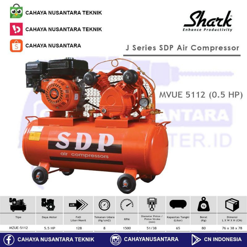 Mesin Kompresor Angin Bensin 1/2 HP SDP + Engine