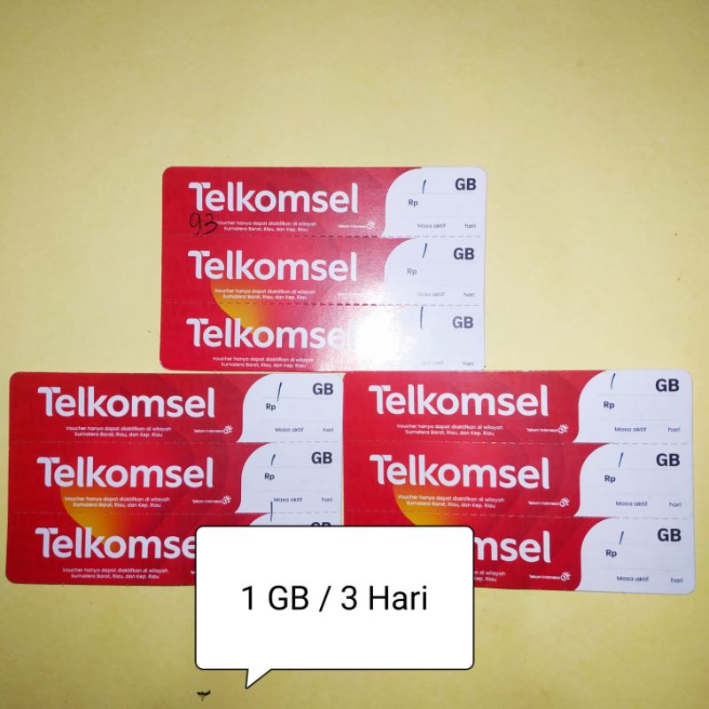 Voucher Telkomsel 1 GB / 3 Hari Zona 2 Sumbar