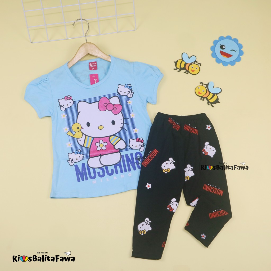 Setelan Hello Katty uk 5-6 Tahun / Baju Anak Karakter Legging Perempuan Murah Celana Panjang Import