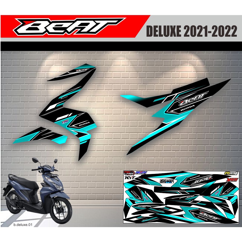 Striping Beat Deluxe - Sticker Striping List Variasi Motor Beat Deluxe Motif Racing #honda beat delu