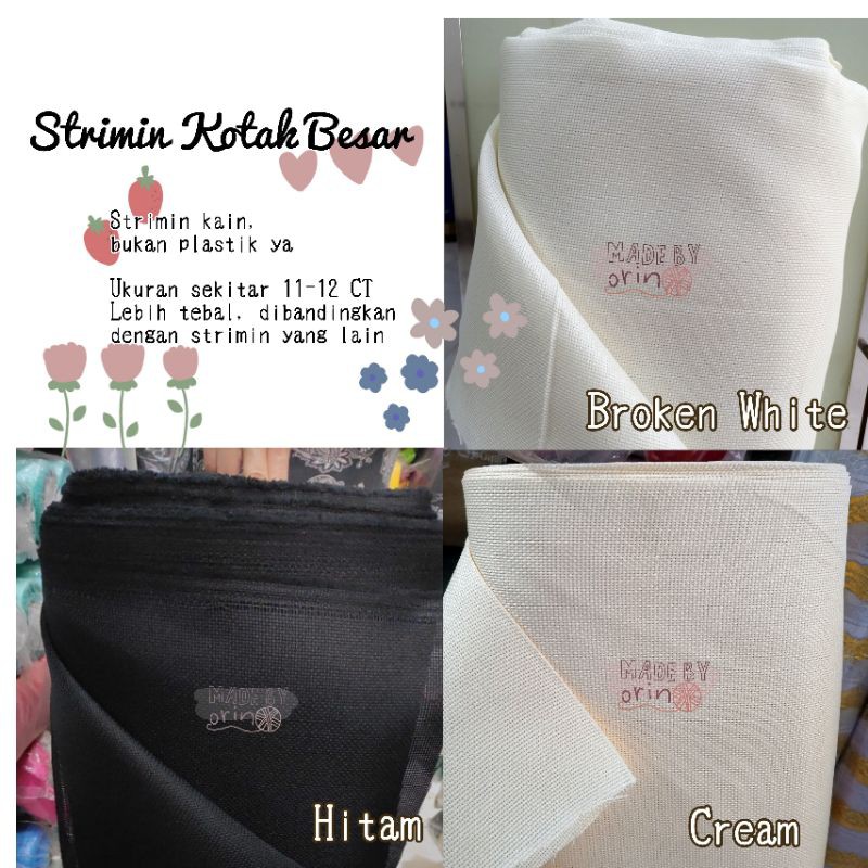 Kain Strimin Kotak Besar Strimin Tebal 11 Ct Kain Sulam Kristik Kain Kristik Shopee Indonesia