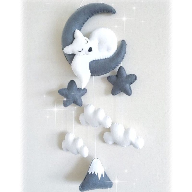 Hanging Moon Fox | Hanging Moon Rubah | Hanging Door Flanel | Hiasan Gantung | Hiasan Kamar Anak | D