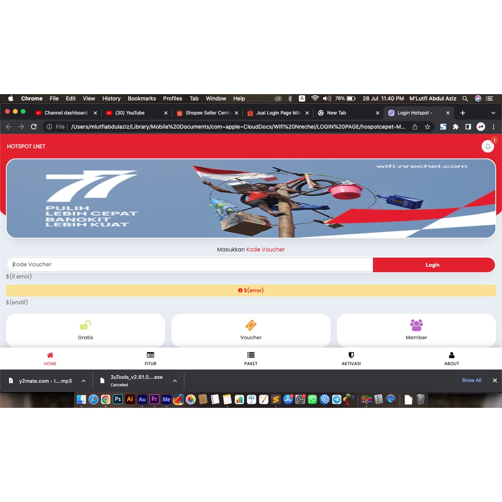 LOGIN PAGE MIKROTIK KEREN HUT RI ORIGINAL
