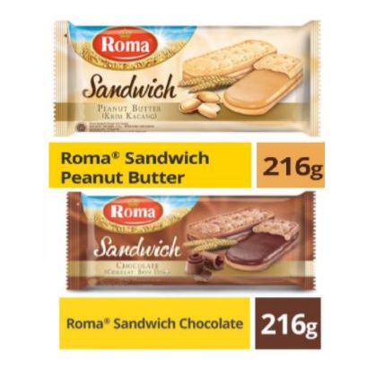 

ROMA SANDWICH COKLAT DAN KACANG 216 GR