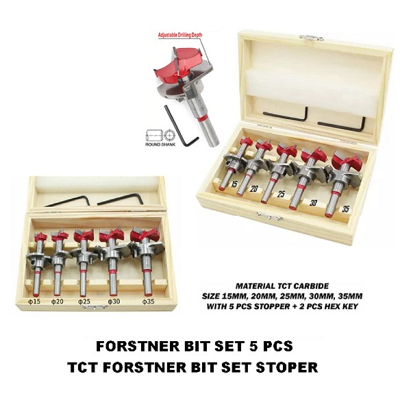 MAILTANK Router Bit Set 5 Pcs / Fostener Bit Set 5pcs / Mata Router / Profil / Trimmer Kayu