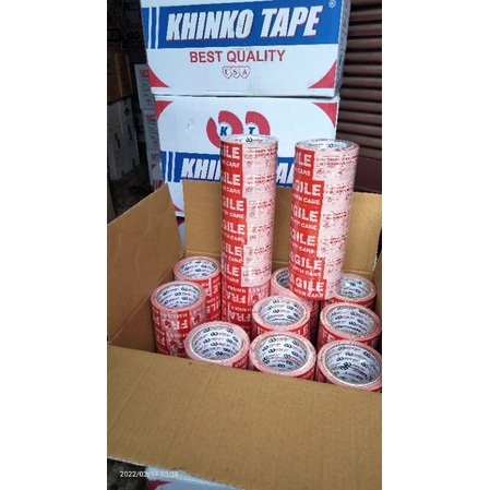 

6 PCS LAKBAN FRAGILE KOMBINASI WARNA MERAH 90YRBC X 45 MM MERK KHINKOTAPE