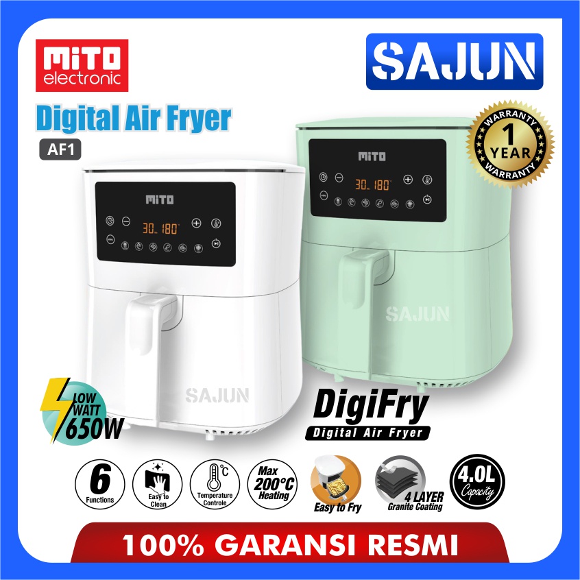 NEW !! Air Fryer Mito AF1 Deep Fryer Digital 4 Lt DigiFry AF-1 dengan Wood Handle