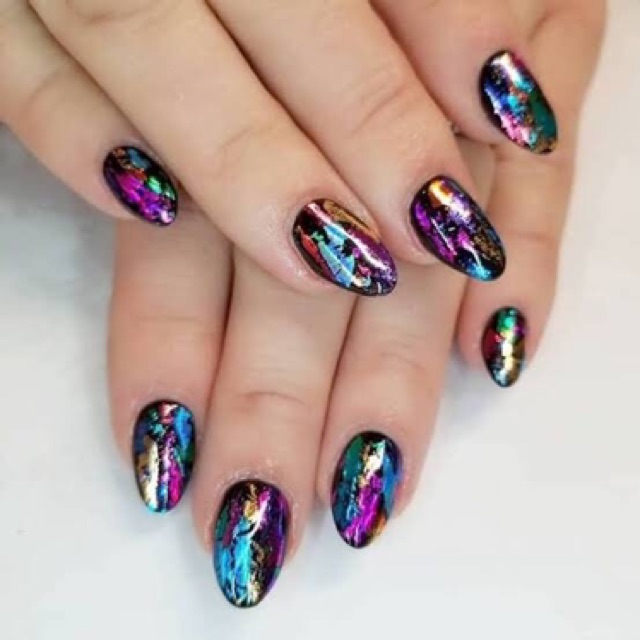 Nail foil glass 12 warna colorfull / hiasan nailart manik glitter