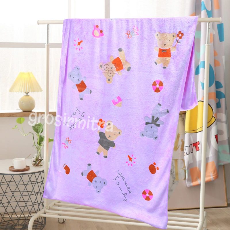 Handuk Bayi Handuk Mandi Microfiber Handuk Anak Besar Lebut Berdaya Serap Tinggi Motif Bear