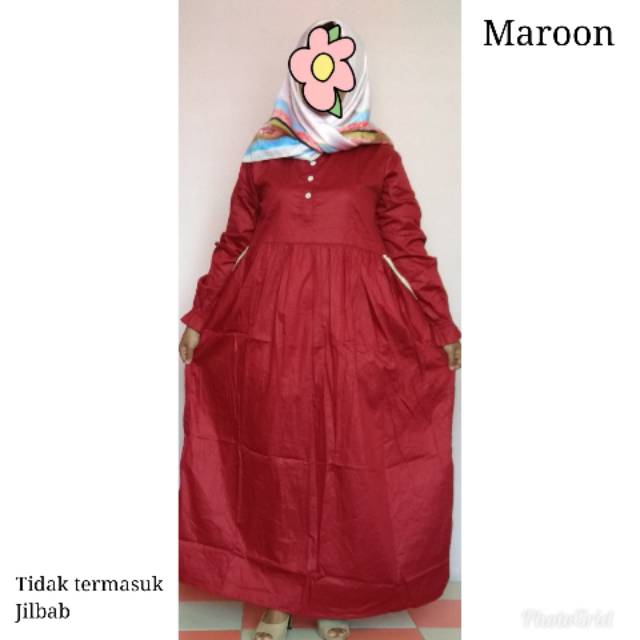 Gamis Katun Jepang Ori Gold Polos Busui Allsize Pretty Girl