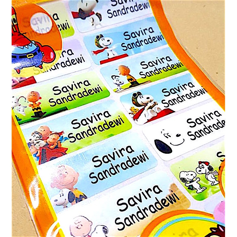 

Label nama anti air stiker waterproof Snoopy 3