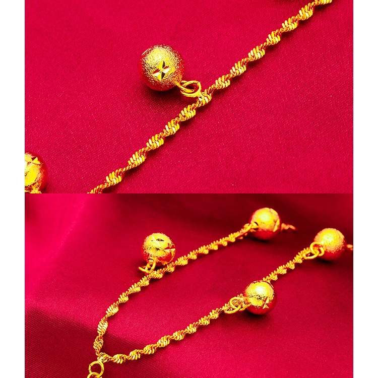 Gelang Manik-Manik Kecil Lapis Emas Emas Asli Kadar 375 Gaya Bangkok Untuk Wanita