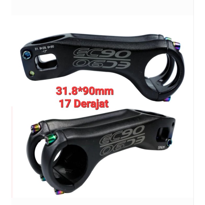 EC90 Stem Sepeda 31.8mm Panjang 90mm 17 Derajat Stem Handlebar Sepeda AM XC Aluminum Alloy 9 cm