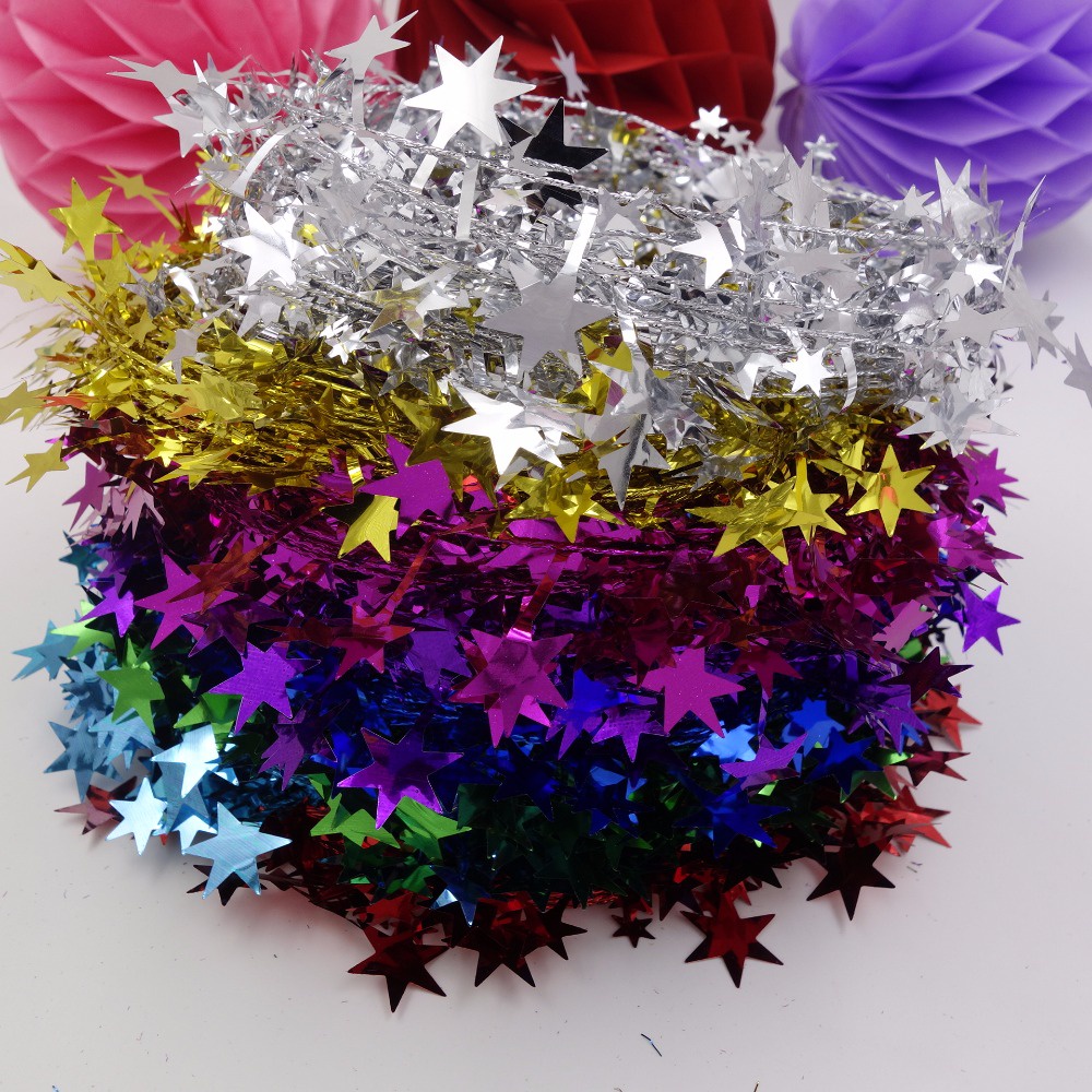 [Christmas Products]1PCS 7.5M Christmas Tree Hanging Star Pine Tinsel Stars Rattan Garland