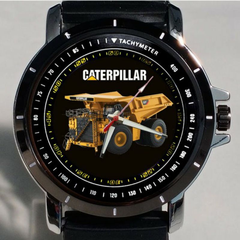 CATERPILLAR DUM TRUK Jam Tangan Pria Custom Strap Rubber Analog