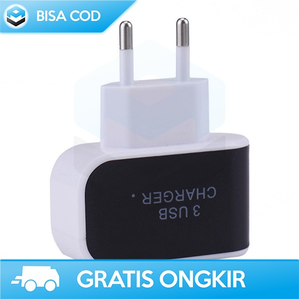 ADAPTER CHARGING 3 PORT USB BY EKA TRAVEL CHARGER COLOKAN EU LED 5V