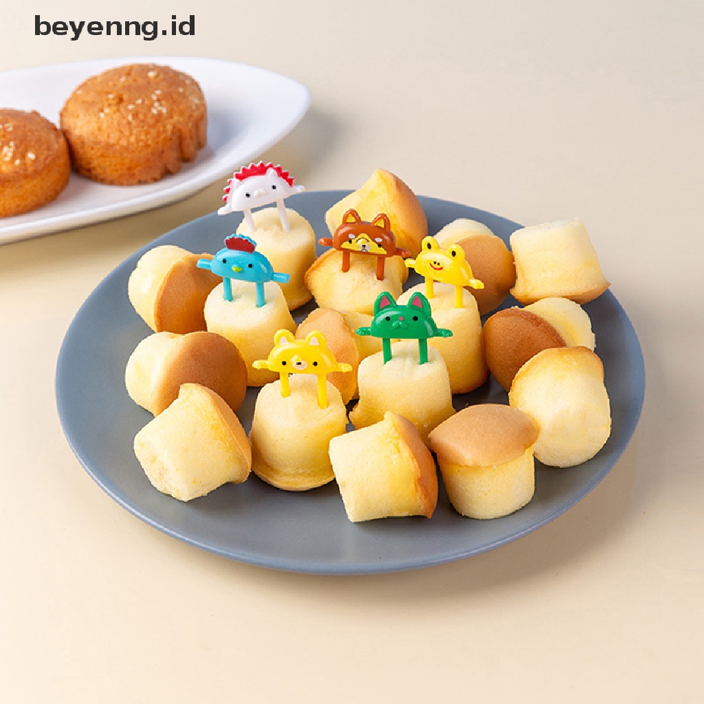 Beyen 6Pcs Garpu Buah / Dessert / Bento Desain Kartun Hewan Lucu