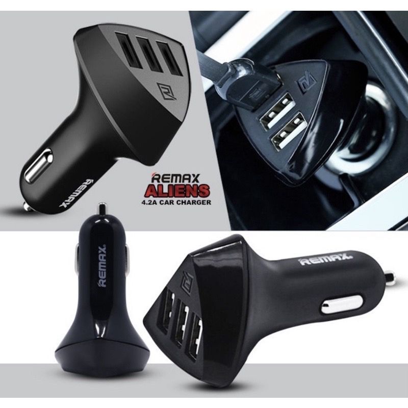 Saver Charger Mobil Remax Aliens 3Usb Port 4.2A Kualitas Bagus