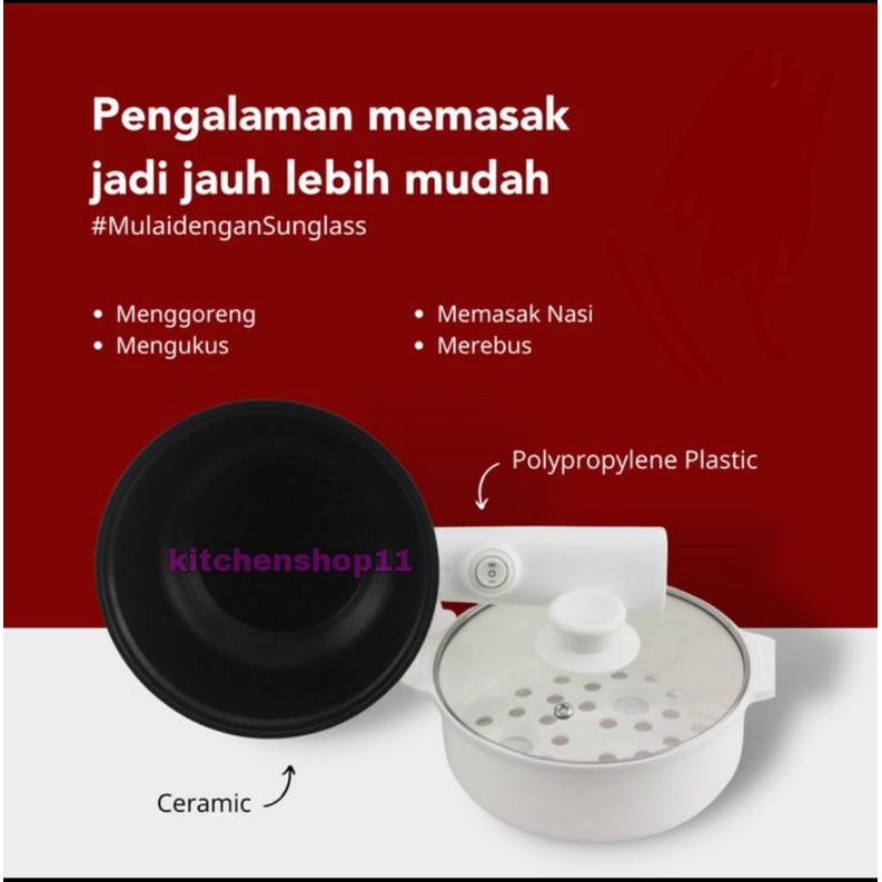 PROMO PANCI LISTRIK MULTIFUNGSI serbaguna 18cm / electric cooker multifunctional / panci listrik kukus goreng rebus / panci elektrik 18 cm