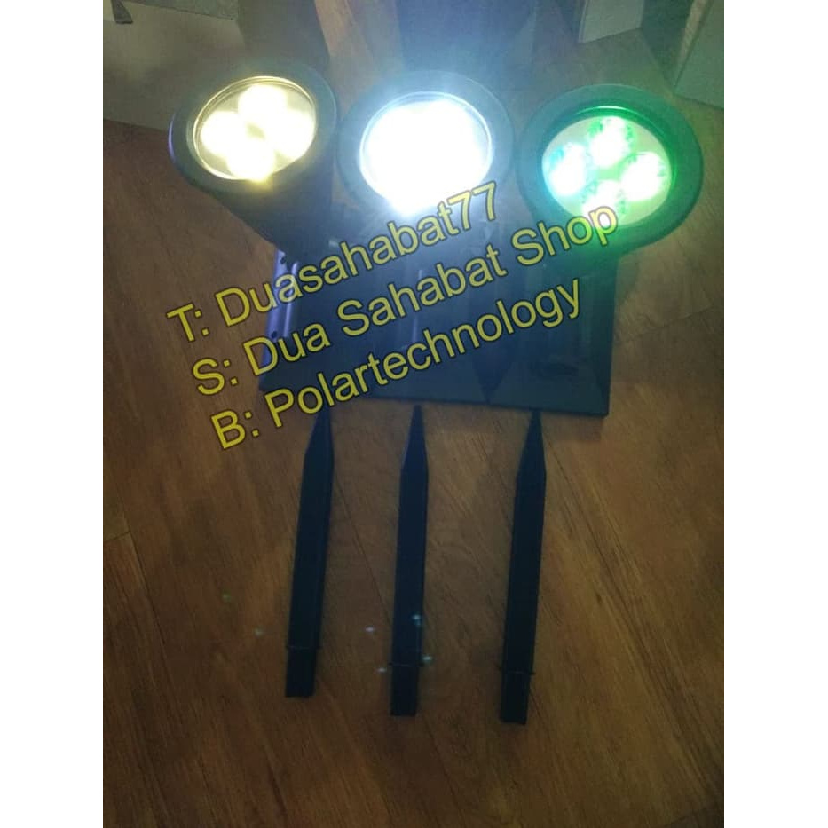 Jual LAMPU TAMAN SOLAR TANCAP 4 LED SOROT TENAGA SURYA SENSOR MATAHARI