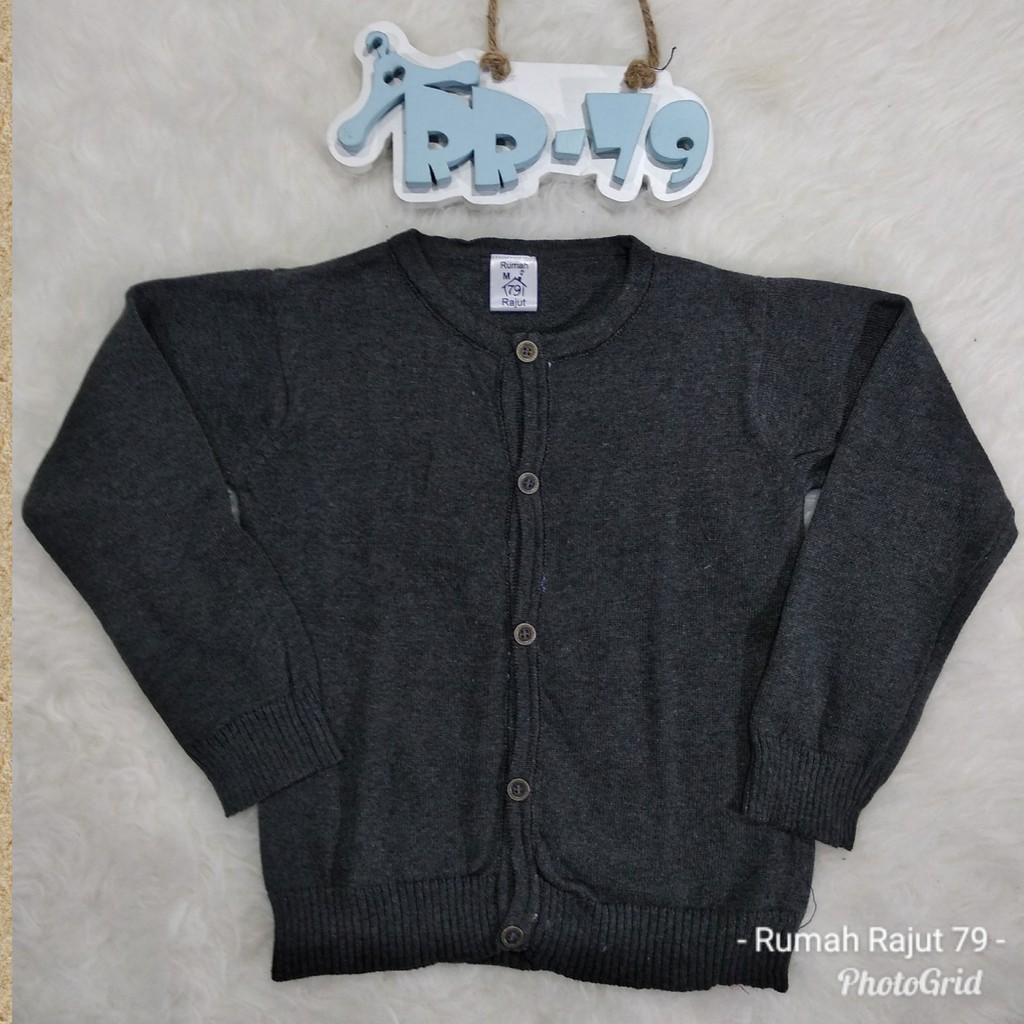 Cardigan anak polos kerah bulat