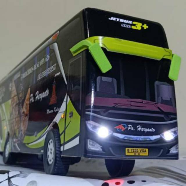 miniatur Bus bis / mainan bus bis Haryanto Jetbus 3 Liivery Wayang Gunungan + Lampu