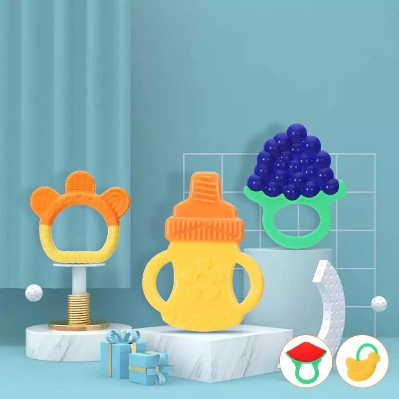 Baby Fruit Teether Gigitan Bayi Bentuk Buah Bahan Silikon Mainan Bayi Bentuk Buah