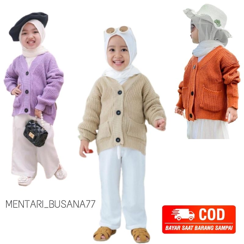 [[TERLARIS]] Mentari_Busana77 - Kardigan Anak Rajut /Kardigan rajut anak lucu 7get / Kardigan rajut 1-8 tahun / Cardigan Anak Rajut Oversize Kardigan Polos anak perempuan Deandra Bahan Rajut Halus dan Tebal